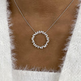 Circle Wreath Necklace 2.3 ct TCW , Solid Gold 14k