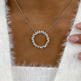 Circle Wreath Necklace 2.3 ct TCW , Solid Gold 14k