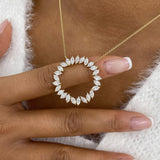 Circle Wreath Necklace 2.7 ct TCW , Solid Gold 14k