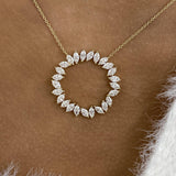 Circle Wreath Necklace 2.7 ct TCW , Solid Gold 14k