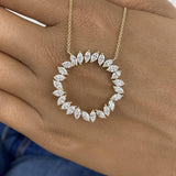 Circle Wreath Necklace 2.7 ct TCW , Solid Gold 14k