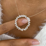 Circle Wreath Necklace 2.6 ct TCW , Solid Gold 14k