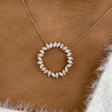 Circle Wreath Necklace 2.6 ct TCW , Solid Gold 14k