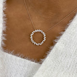 Circle Wreath Necklace 2.6 ct TCW , Solid Gold 14k