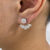 Fan Jacket Earrings 4.4 ct TCW , Solid Gold 14k