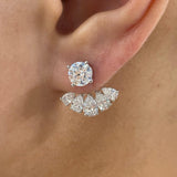 Fan Jacket Earrings 4.4 ct TCW , Solid Gold 14k