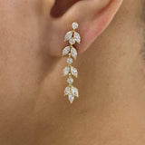 Chandelier Drop Earrings 2.1 ct TCW , Solid Gold 14k