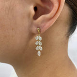 Chandelier Drop Earrings 3.9 ct TCW , Solid Gold 14k