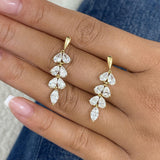 Chandelier Drop Earrings 3.9 ct TCW , Solid Gold 14k