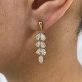 Chandelier Drop Earrings 3.9 ct TCW , Solid Gold 14k