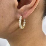 Inside-Out Clicker Huggie Earrings 2.6 ct TCW , Solid Gold 14k