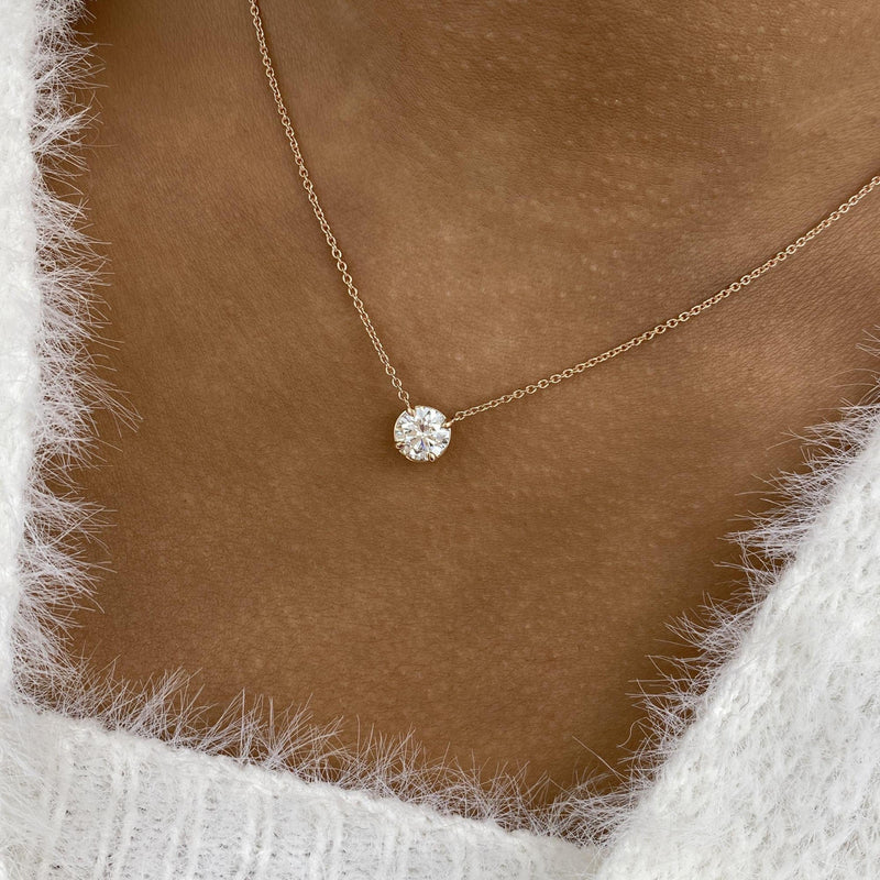 Formal Necklace 1 ct TCW , Solid Gold 14k