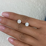 Solitaire Stud Earrings 3 ct TCW , Solid Gold 14k