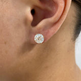 Solitaire Stud Earrings 4 ct TCW , Solid Gold 14k