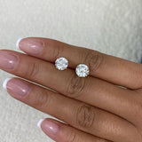 Solitaire Stud Earrings 4 ct TCW , Solid Gold 14k