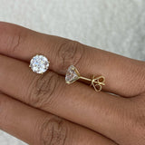 Solitaire Stud Earrings 4 ct TCW , Solid Gold 14k