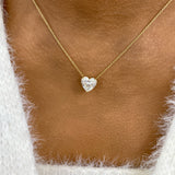 Heart Pendant Necklace 3ct TCW, Yellow Gold 14K