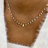 PEAR Necklace 2.7ct TCW, Yellow Gold 14K