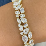 Mixed fancy shapes Tennis Bracelet 16.6ct TCW, Yellow Gold 14K