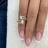 Marquise and round Band Ring 1.3ct TCW, Yellow Gold 14K