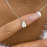 Pear Pendant Necklace 1ct TCW, White Gold 14K