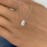 Pear Pendant Necklace 1ct TCW, White Gold 14K