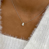 Pear Pendant Necklace 1ct TCW, White Gold 14K