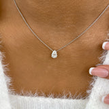 Pear Pendant Necklace 1ct TCW, White Gold 14K