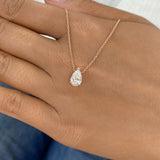 Pear Pendant Necklace 1ct TCW, Rose Gold 14K