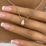 Pear Pendant Necklace 1ct TCW, Rose Gold 14K