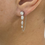 Multishape Jacket Earrings 1.8ct TCW, White Gold 14K