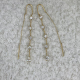 Pear and Round Drop Earrings 1.3ct TCW, Yellow Gold 14K