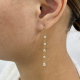 Pear and Round Drop Earrings 1.3ct TCW, Yellow Gold 14K