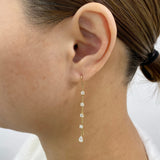 Pear and Round Drop Earrings 1.3ct TCW, Yellow Gold 14K