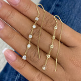Pear and Round Drop Earrings 1.3ct TCW, Yellow Gold 14K