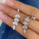 Marquise and Pear Drop Earrings 4.1ct TCW, White Gold 14K