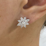Round Studs Earrings 2.2ct TCW, White Gold 14K
