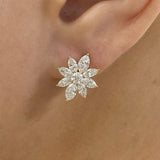 Round Studs Earrings 2.1ct TCW, Yellow Gold 14K