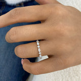 Marquise and Round Band Ring 0.4ct TCW, White Gold 14K