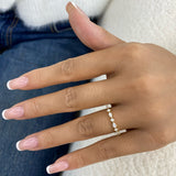 Marquise and Round Band Ring 0.4ct TCW, Yellow Gold 14K