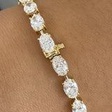 Oval Tennis Bracelet 9.8ct TCW, Yellow Gold 14K