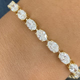 Oval Tennis Bracelet 9.8ct TCW, Yellow Gold 14K