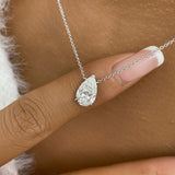Pear Pendant Necklace 1.5ct TCW, White Gold 14K