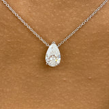 Pear Pendant Necklace 1.5ct TCW, White Gold 14K