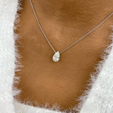 Pear Pendant Necklace 1.5ct TCW, White Gold 14K