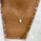 Pear Pendant Necklace 1.5ct TCW, White Gold 14K