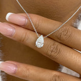 Pear Pendant Necklace 1.5ct TCW, White Gold 14K