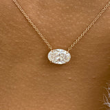 Oval Pendant Necklace 2ct TCW, Rose Gold 14K