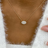 Oval Pendant Necklace 2ct TCW, Rose Gold 14K