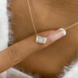 Radiant Pendant Necklace 1.5ct TCW, Rose Gold 14K